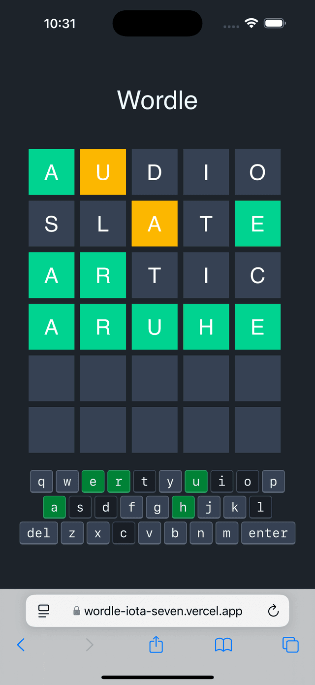 Wordle game screenshot